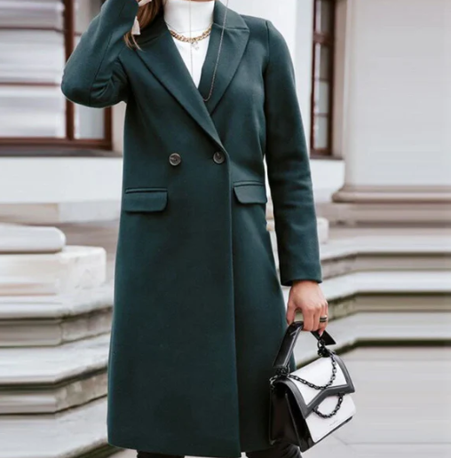 Manteau croisé en laine classique Caryl