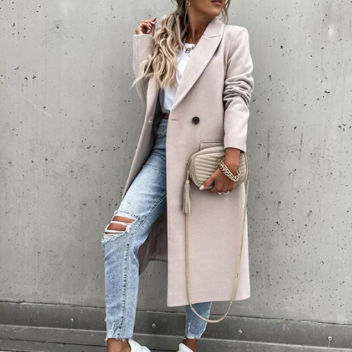 Manteau croisé en laine classique Caryl