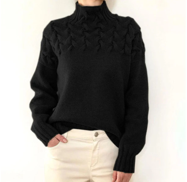 Pull col montant en tricot torsadé confortable Chelle