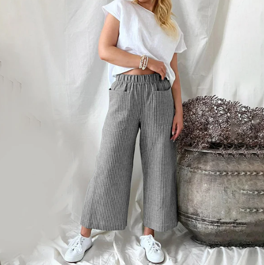 Pantalon large à rayures chic et sans effort Danife