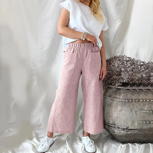 Pantalon large à rayures chic et sans effort Danife