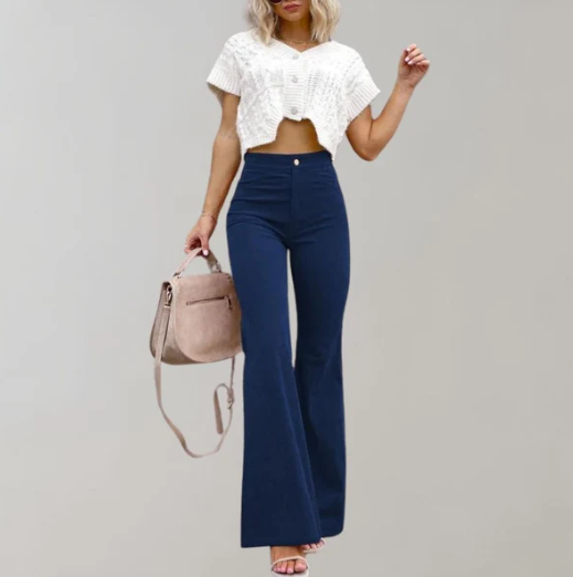 Pantalon évasé taille haute élégant