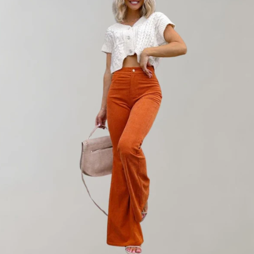 Pantalon évasé taille haute élégant