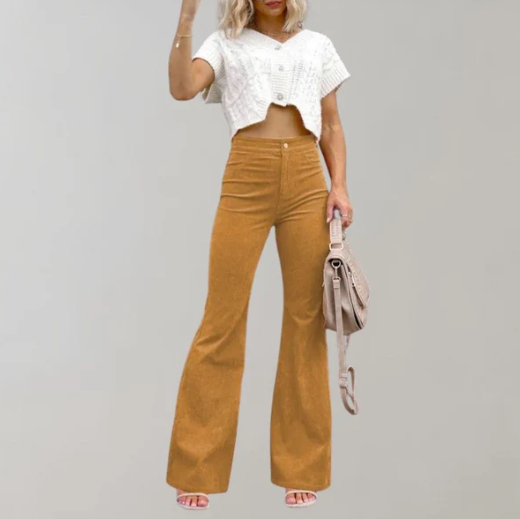 Pantalon évasé taille haute élégant