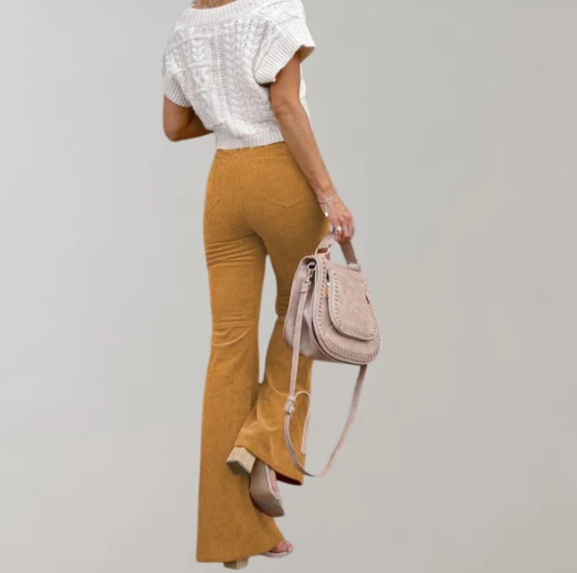 Pantalon évasé taille haute élégant