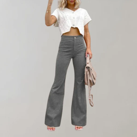 Pantalon évasé taille haute élégant