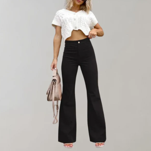 Pantalon évasé taille haute élégant