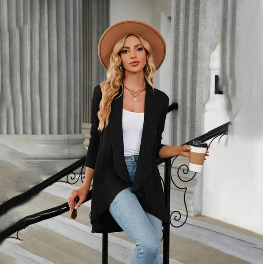 Inah Chic | Cardigan ouvert drapé avec un attrait sans effort