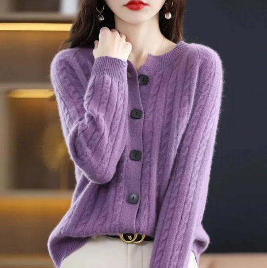 Cardigan en tricot torsadé Lani | Texture confortable, style intemporel