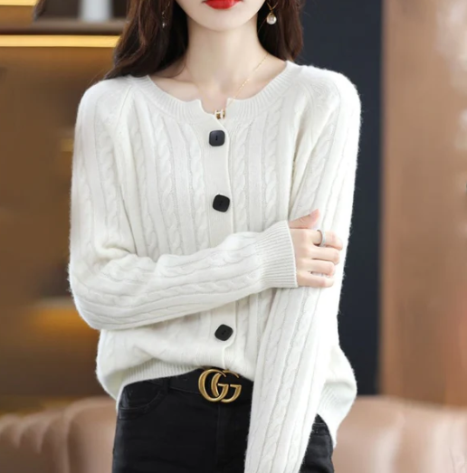 Cardigan en tricot torsadé Lani | Texture confortable, style intemporel