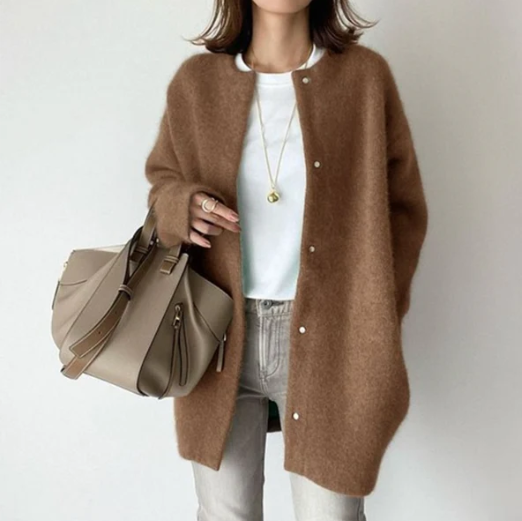 Veste cardigan longue duveteuse Trina
