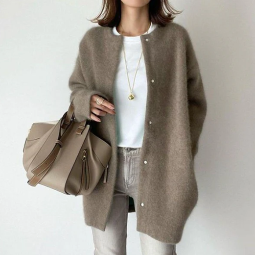 Veste cardigan longue duveteuse Trina