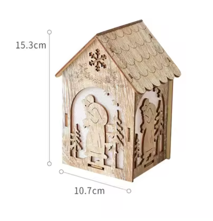 Cabane Lumineuse en Bois avec Lumière LED