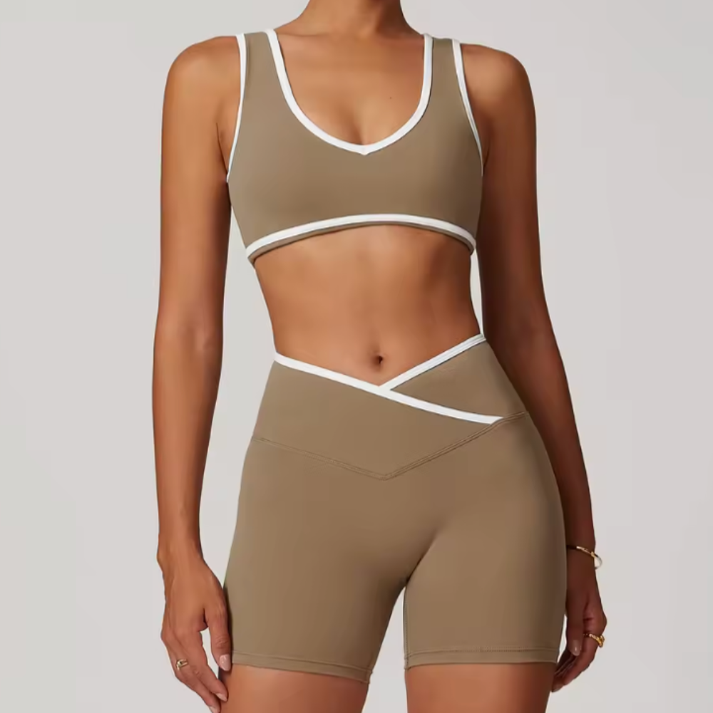Ensemble de yoga et Pilates pour dames en deux pièces – Tenue d'entraînement sans couture avec legging et haut