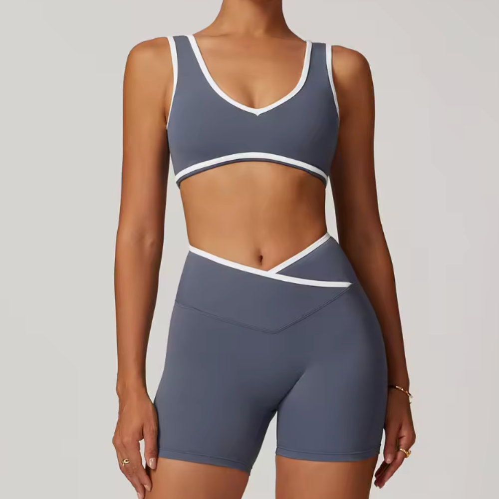 Ensemble de yoga et Pilates pour dames en deux pièces – Tenue d'entraînement sans couture avec legging et haut