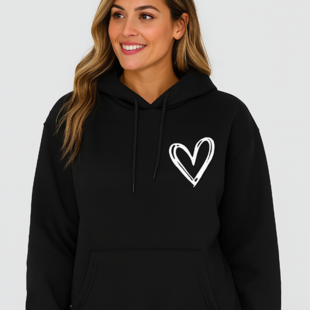 Sweat à capuche avec motif cœur – Mélange de coton doux – Élégant et confortable