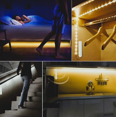 GlowTrail - Ruban LED lumineux à batterie avec détection de mouvement
