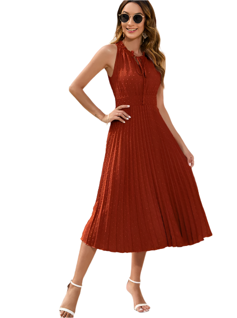 Hale - Robe midi plissée délicate avec détails à nouer