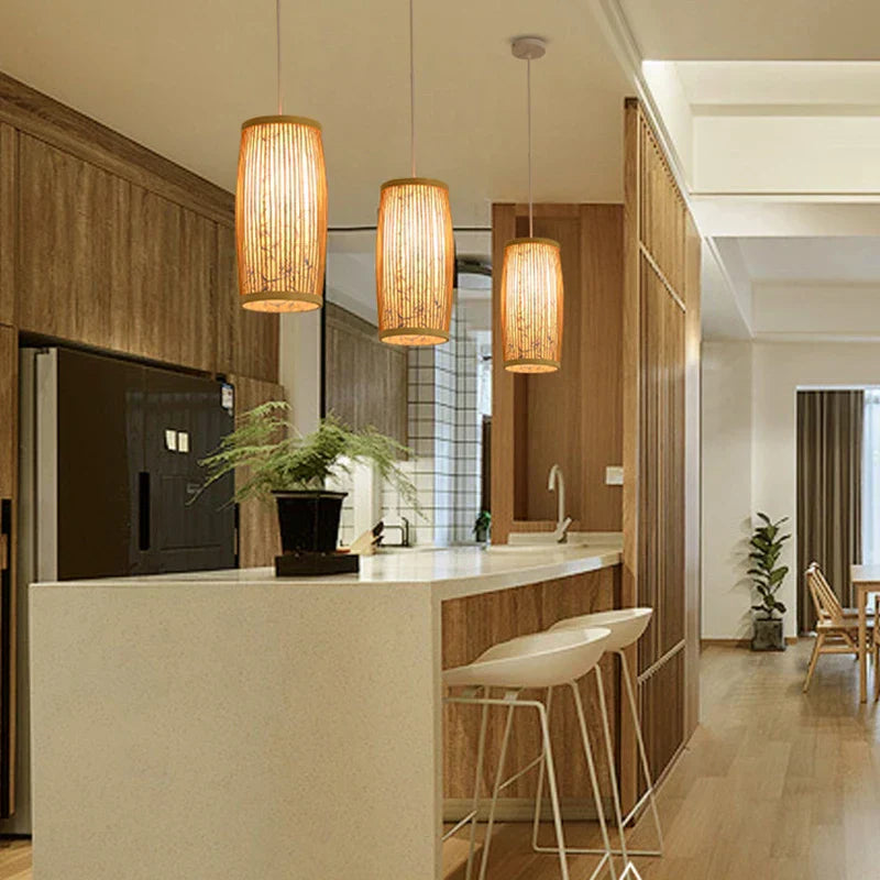 BambuLume Élégant Pendentif – Beauté Naturelle et Éclairage Confortable