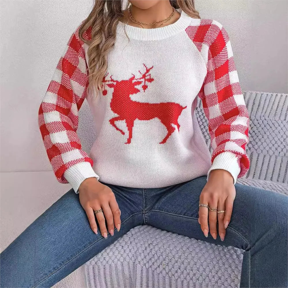 Pull de Noël tricoté à col rond ample