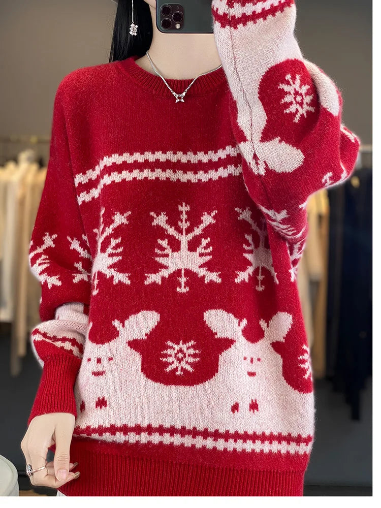 Dana - Pullover en laine tricoté pour femmes à Noël