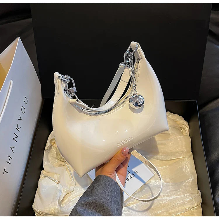 Sac avant-bras brillant avec fermeture éclair et sac à épaule