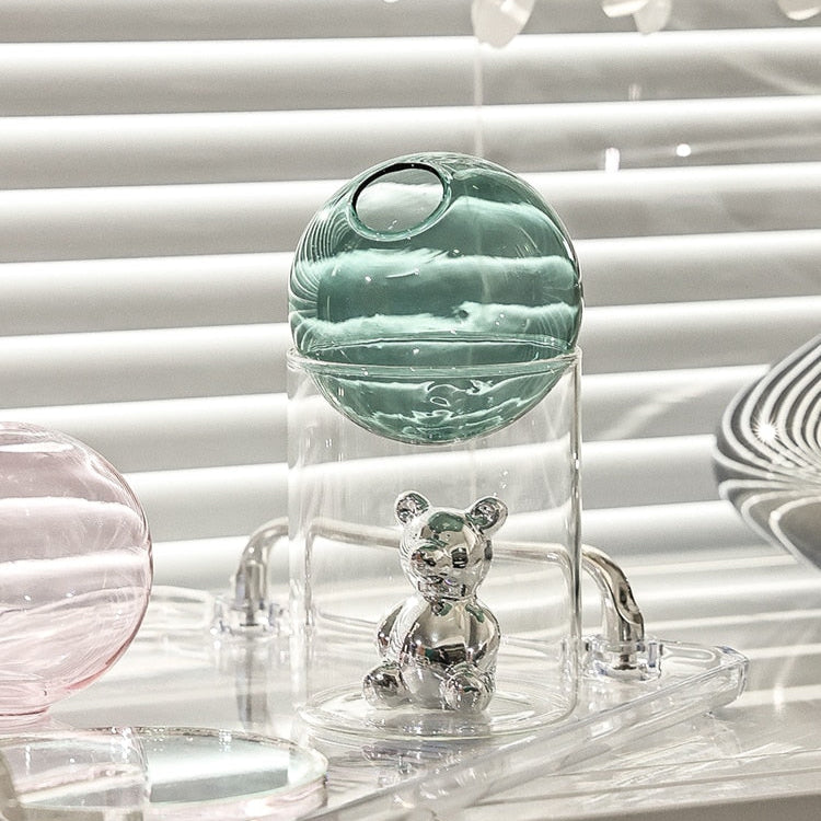 BearBliss - Ensemble de vases en verre décoratifs avec de charmantes figurines d'ours