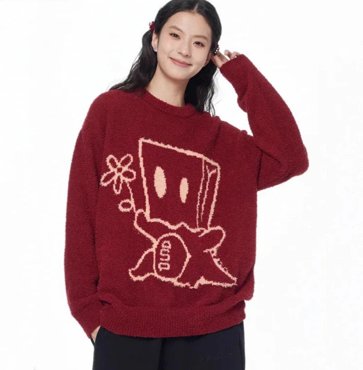 Pulls de Noël rouges à motif de dessin animé