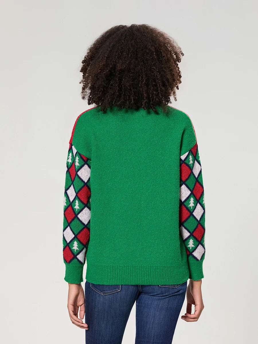 Danica - Pull de Noël à impression lettre à col montant