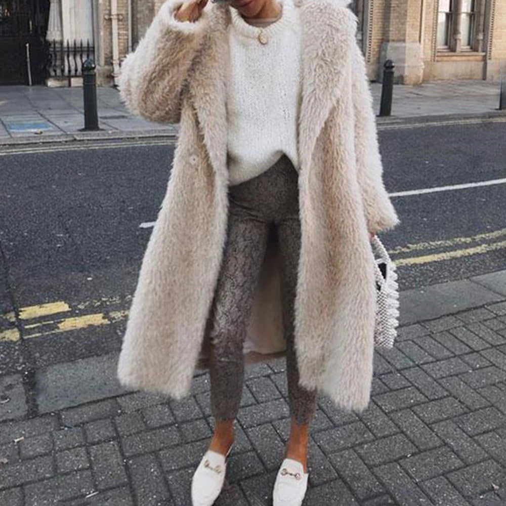 Manteau d'hiver long en fausse fourrure Lucy