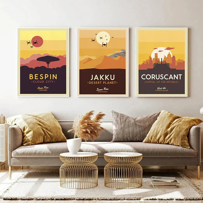 GalacticGetaways - Affiche de voyage Star Wars vintage