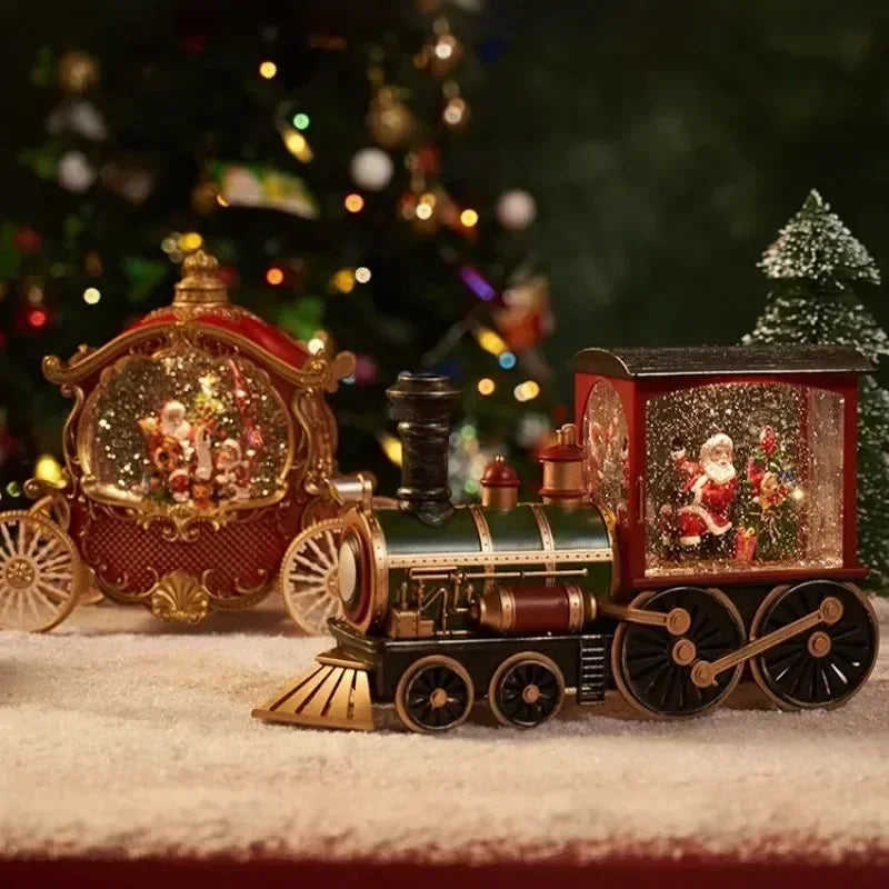 Décoration de train de Noël avec musique de neige