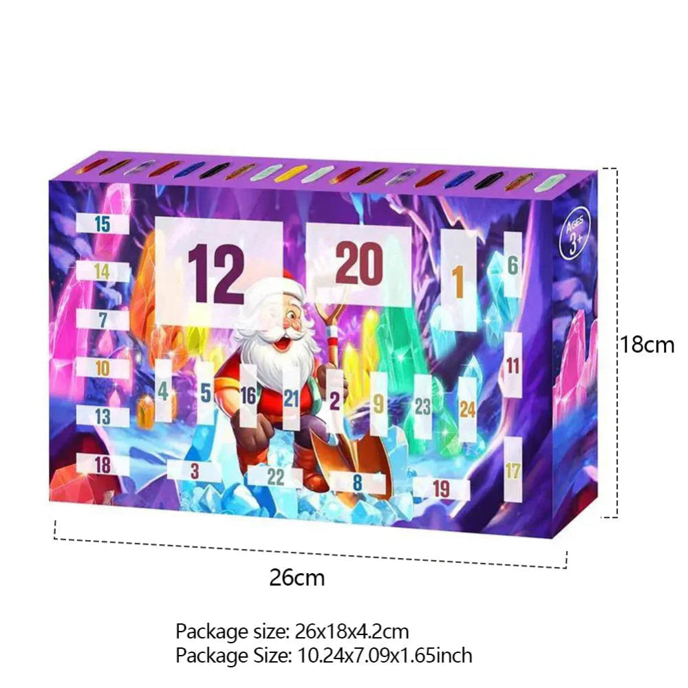 Ensemble de calendrier de l'Avent de Noël 2025 avec pierres de guérison