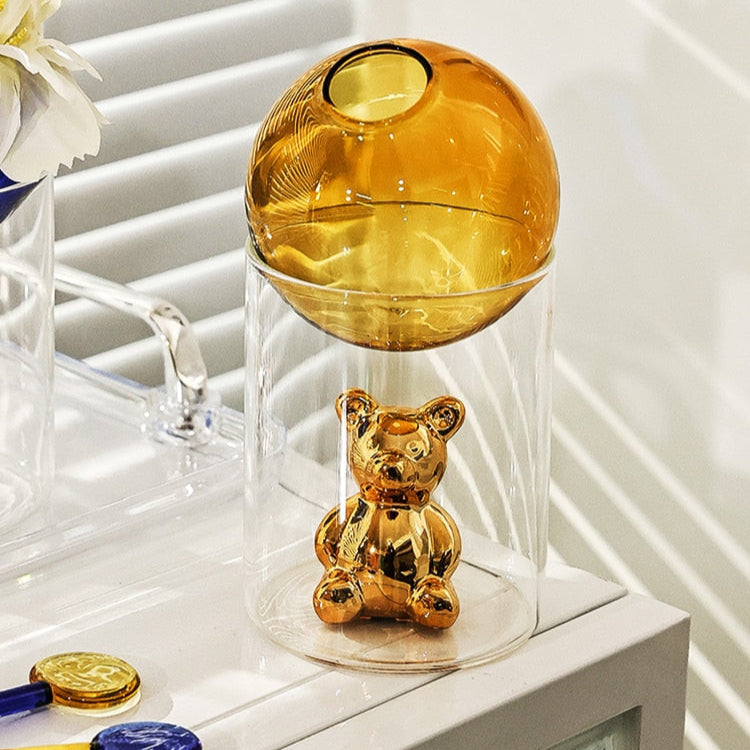 BearBliss - Ensemble de vases en verre décoratifs avec de charmantes figurines d'ours