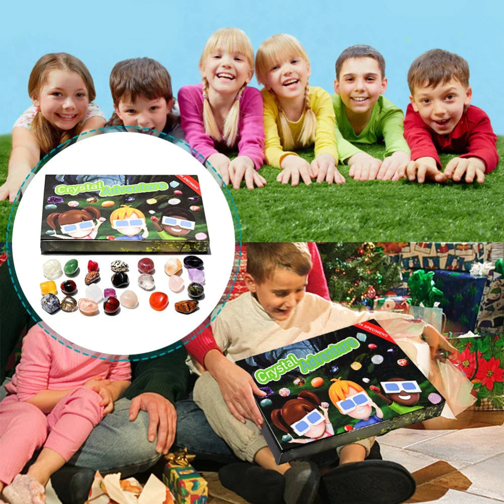 Calendrier de l'Avent avec 24 pierres précieuses et cristaux