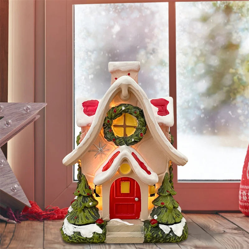 Cabane de Noël illuminée de manière créative