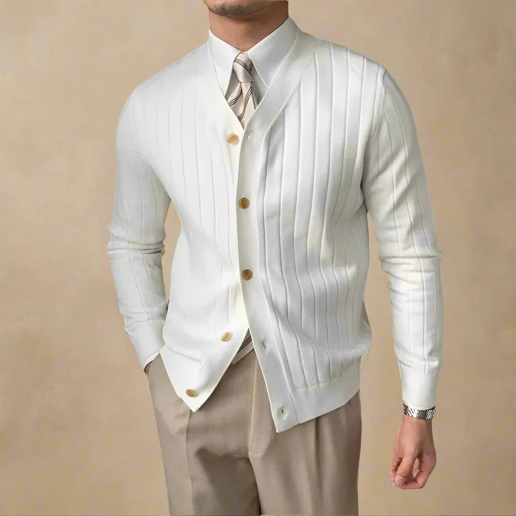Magnus - Cardigan tricoté avec col en V et boutons pour hommes