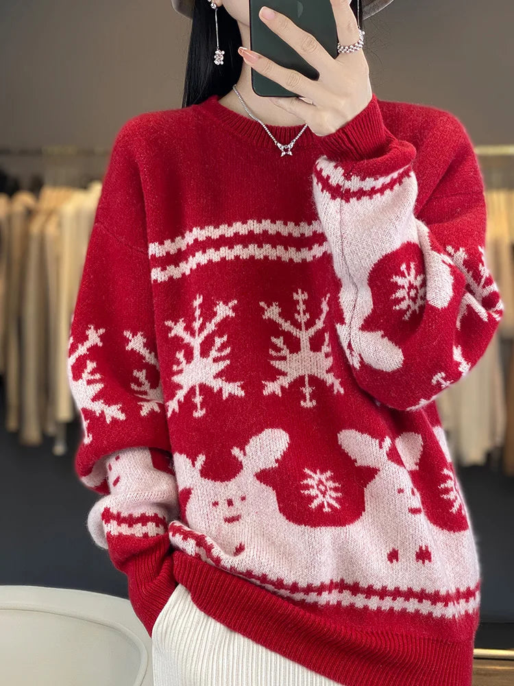 Dana - Pullover en laine tricoté pour femmes à Noël