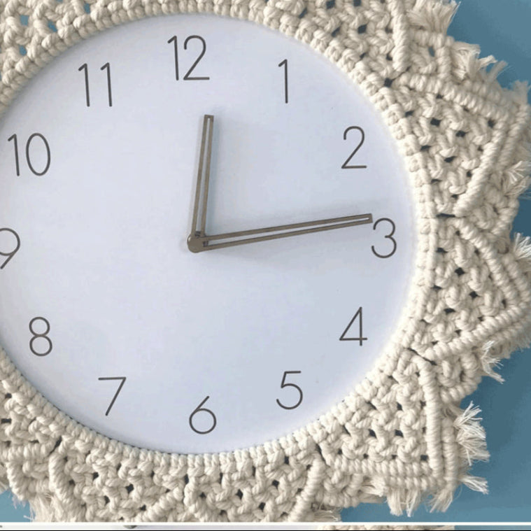 Bohotime - Horloge murale en macramé fait main