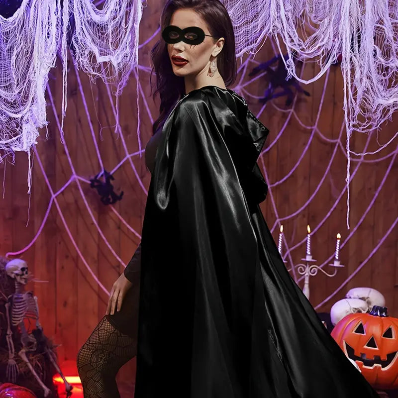 Cape gothique ShadowVeil – Cape à capuche noire avec fente pour femmes et hommes