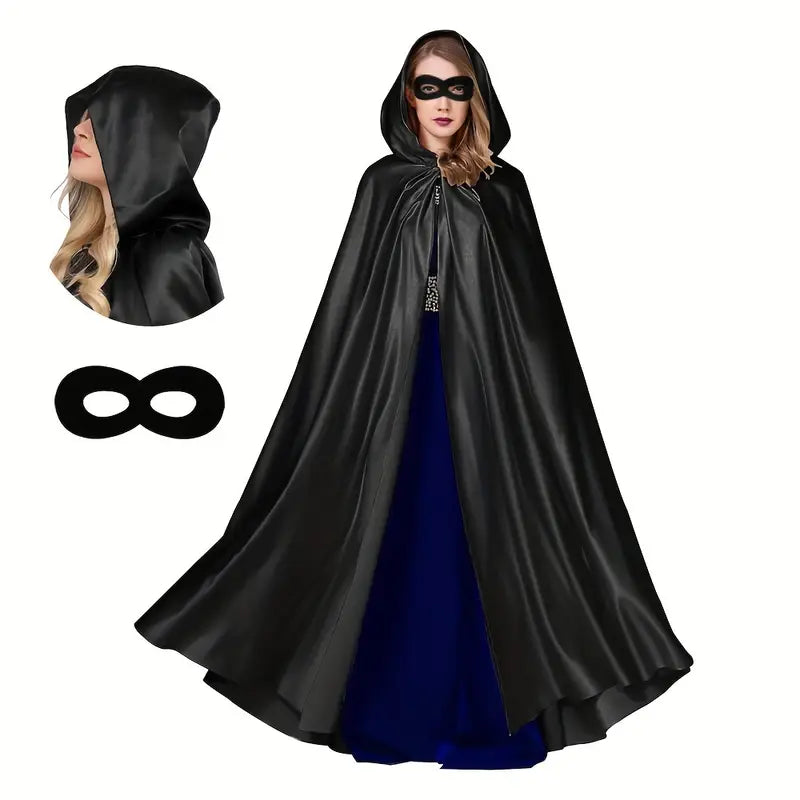 Cape gothique ShadowVeil – Cape à capuche noire avec fente pour femmes et hommes