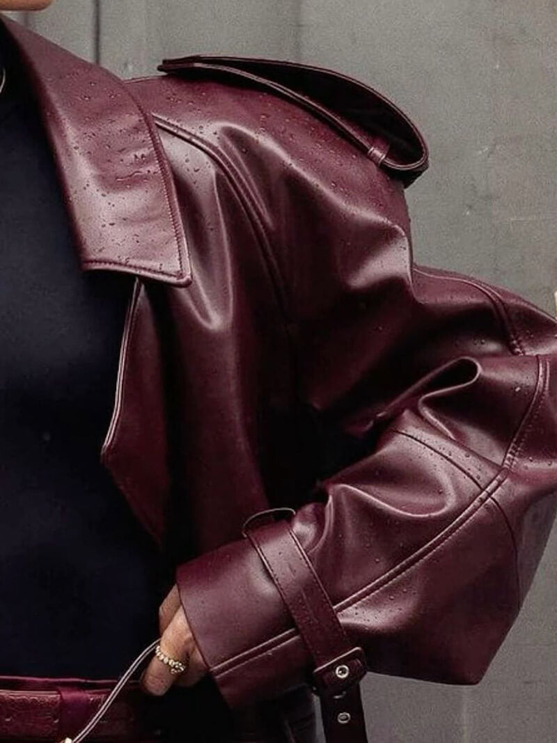 Ingrid - Veste courte à manches longues et col retroussé