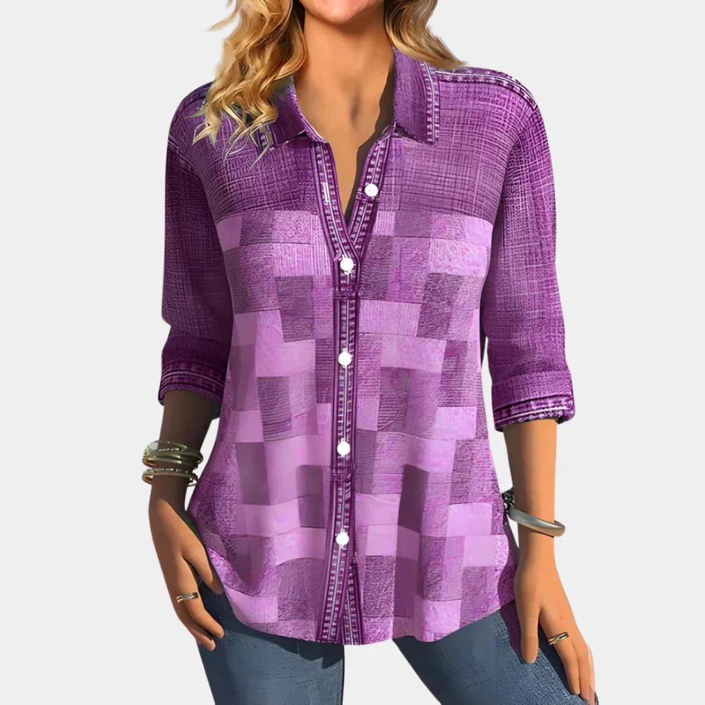 Liva – Blouse décontractée avec boutonnière et col classique