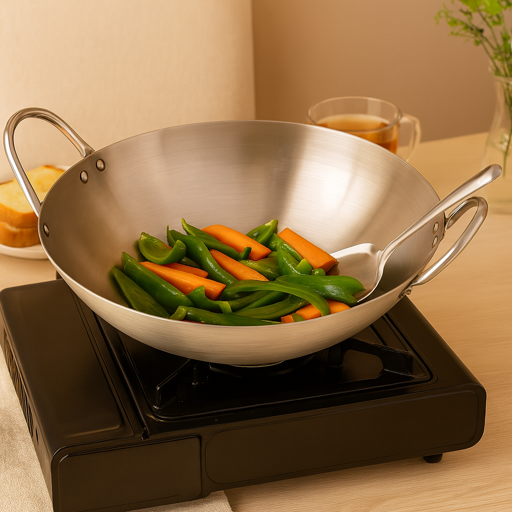Stelvara | Wok en acier inoxydable avec double poignées