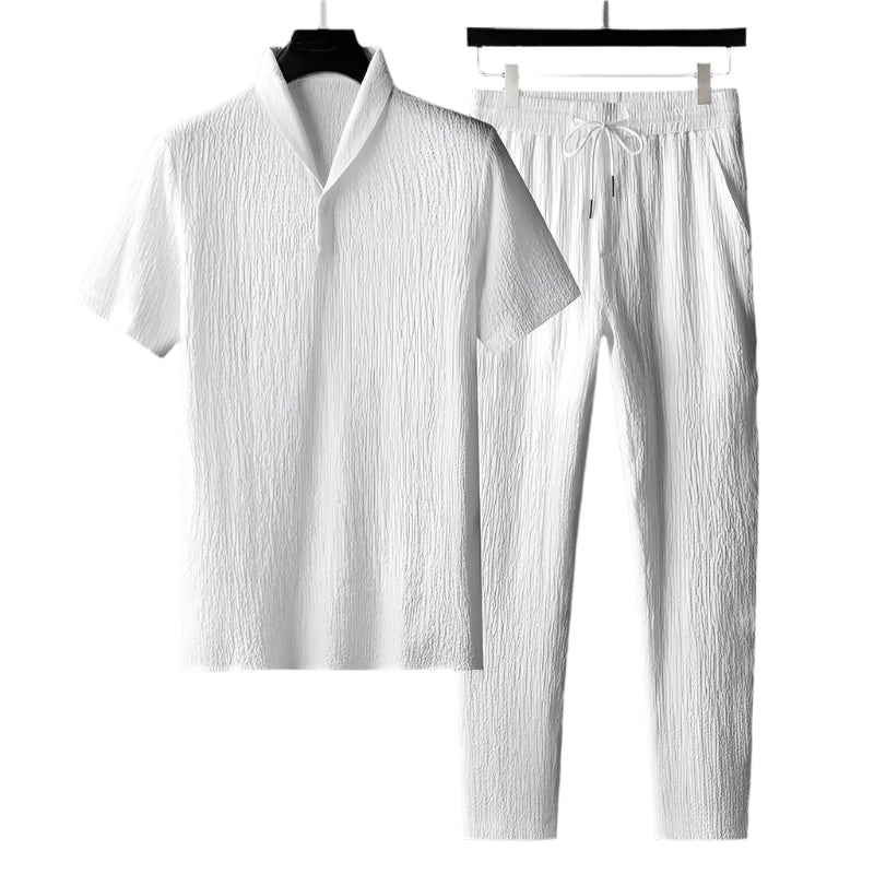 Lukas – Combinaison d'été à deux pièces pour hommes avec t-shirt à manches courtes et pantalon à cordelettes