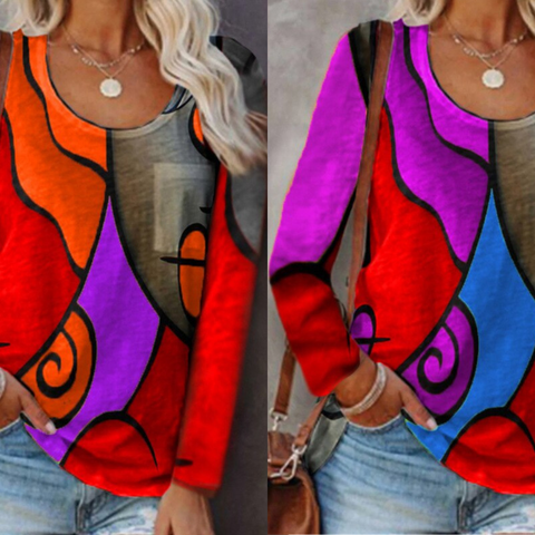 Blouse abstraite à manches longues Fatima Fashion