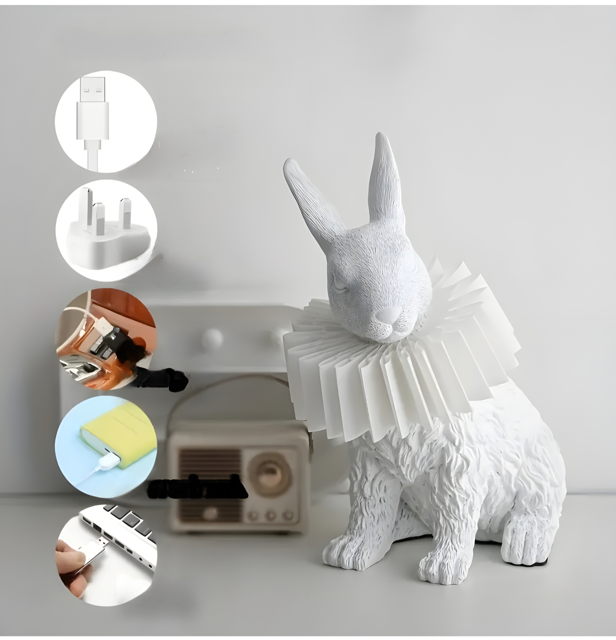 LumiBun – Lampe de table en forme de lapin d'inspiration Art déco