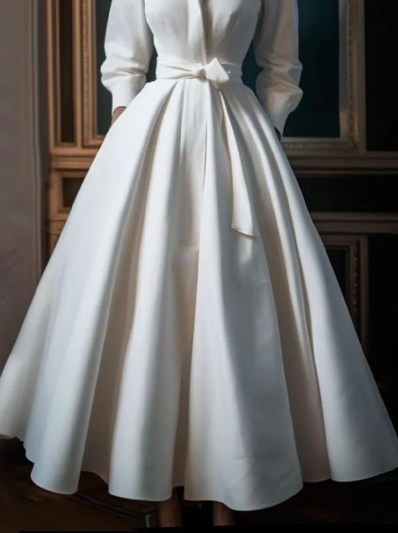 Alexia - Robe A-line élégante à manches longues