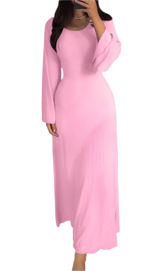 Leslie - Robe maxi en ribbas avec manches évasées