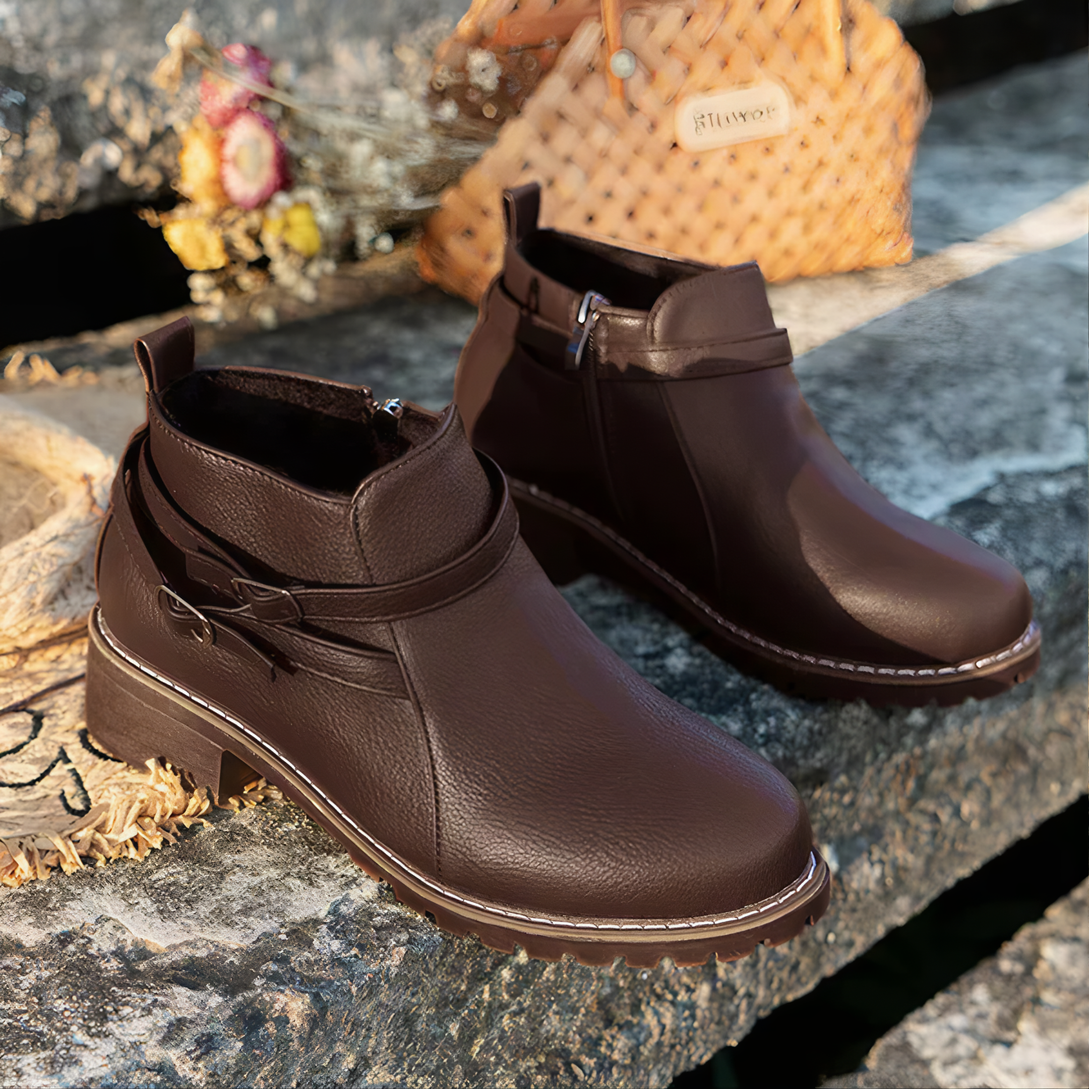 Suzy - Bottines confortables avec zip latéral et boucle